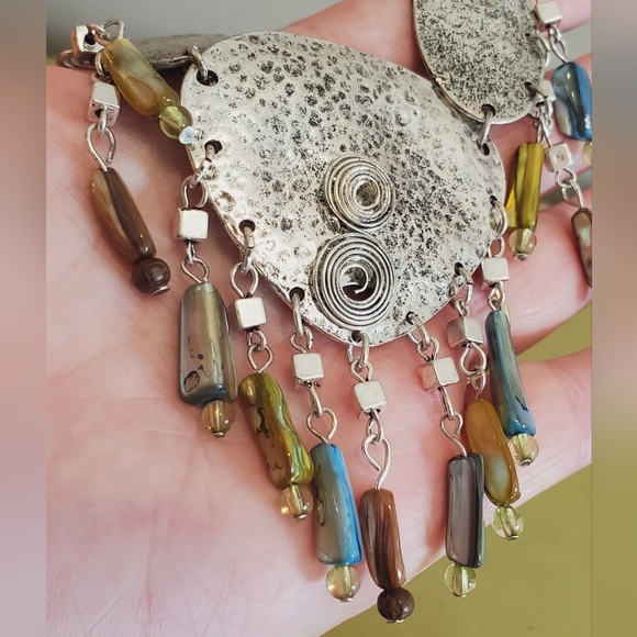 Artsy silver whimsical real natural shell silver dangle necklace statement uniqu - Picture 14 of 14